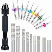 36 Pieces Hand Drill Set, Include Pin Vise Hand Drill, Mini Drills and Twist Drills for Craft Carving DIY 0.3-1.2 mm PCB Drill