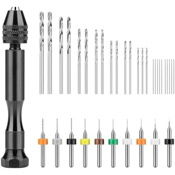 36 Pieces Hand Drill Set, Pin Vise Hand Drill with 10PCS PCB Mini Drill Bits and 25PCS Twist Drill Bits, Jewelry Drilling Tool for Resin Polymer Clay, DIY Craft$$Tools & Hardware Other