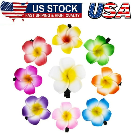 36 Pieces Plumeria Flower Hair Clips Hawaiian Foam Flower Frangipani Artificial Clips for Bridal Wedding Luau Beach Tropical Vacation Party Hair Decorations(5 cm/ 1.97 inch)