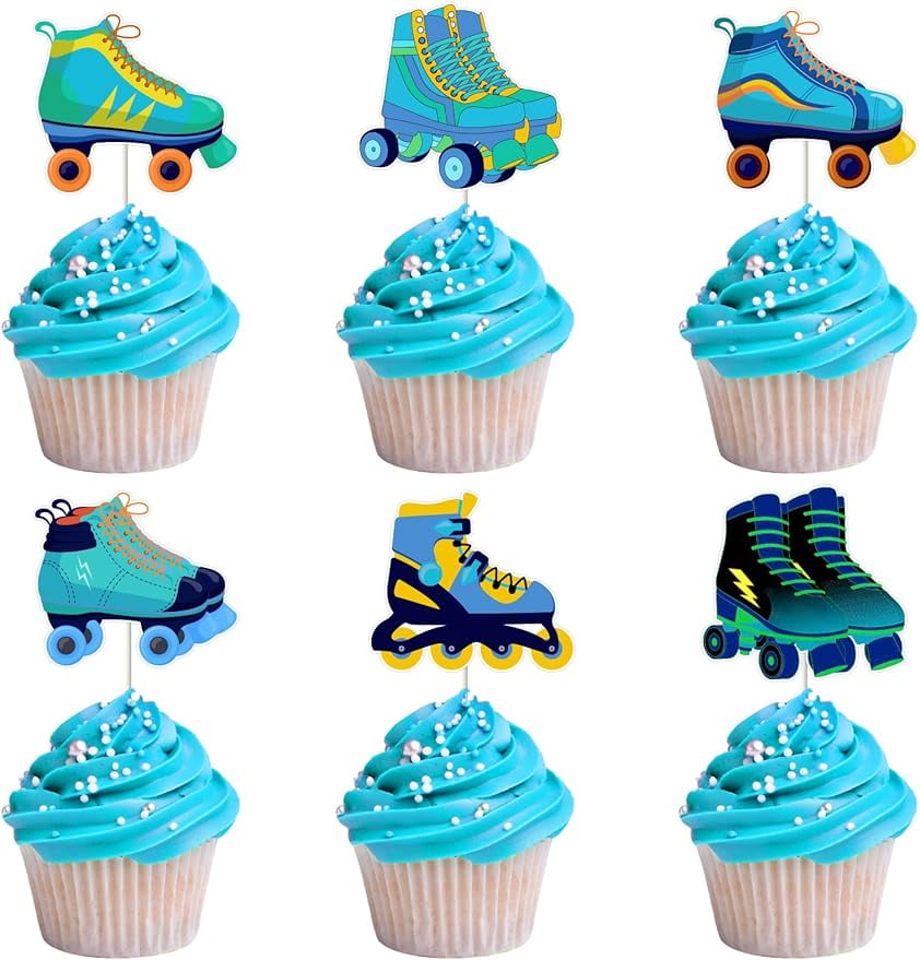 36 Pieces Roller Skates Cupcake Toppers for Boys - Sports Theme Party ...