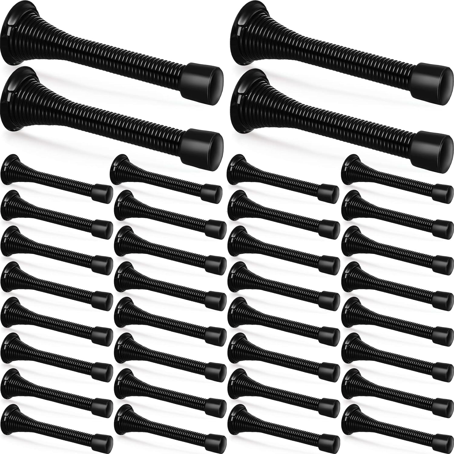 36 Pieces Spring Door Stopper with Rubber Bumper Flexible Spring Heavy Duty Wall Door Stop for Home Offices Schools(Matte Black)