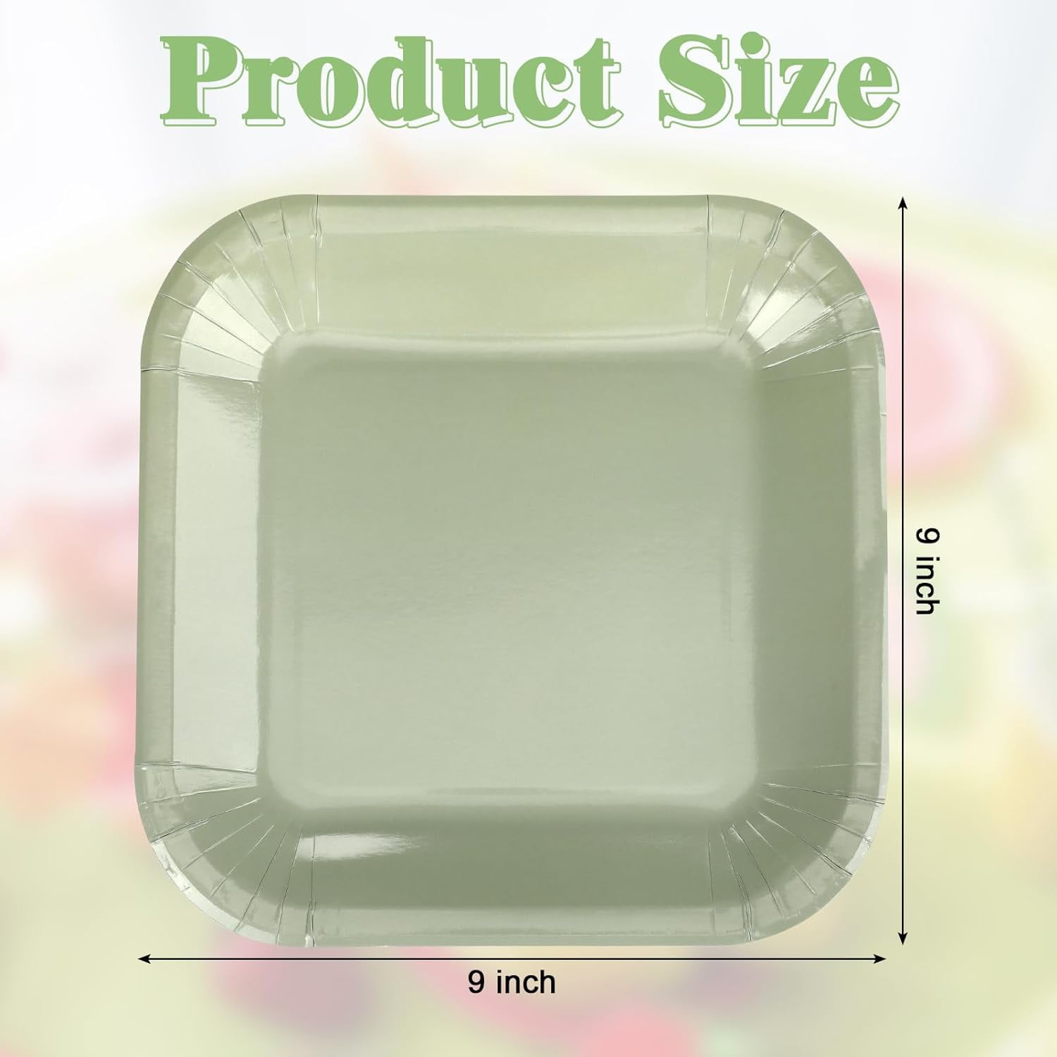 36 Pieces Square Sage Green Paper Plates 9 Inch Sage Green Disposable ...