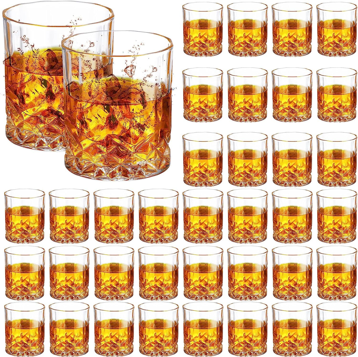 36 Pieces Whiskey Glasses Old Fashioned Glasses Bulk Crystal Rocks