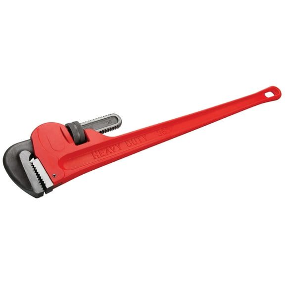 Performance Tool W1133-36B 36 In. Pipe Wrench - Drop-Forged Steel, Plumbers Wrench, Adjustable, Milled Steel Jaws, Red