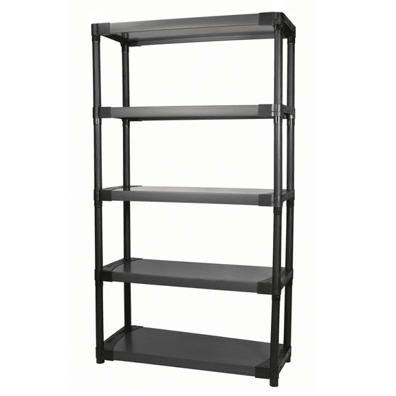 36" Plastic Resin 5-tier Shelving Unit 1,000 lbs Total Capacity