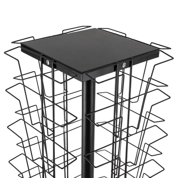 36 Pocket Rotating Brochure Display Stand, 360 Floor Standing Magazine Rack for Catalogs Flyers Pamphlets, Heavy Duty 132 lbs Capacity, Iron Metal Literature Organizer for Office Library  Black