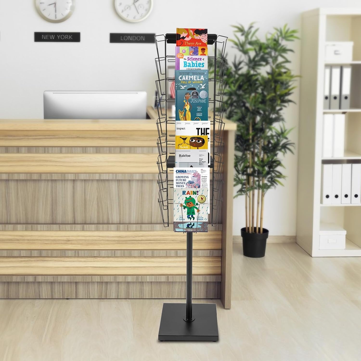 36 Pocket Rotating Magazine Rack Book Brochure Display Stand Holder