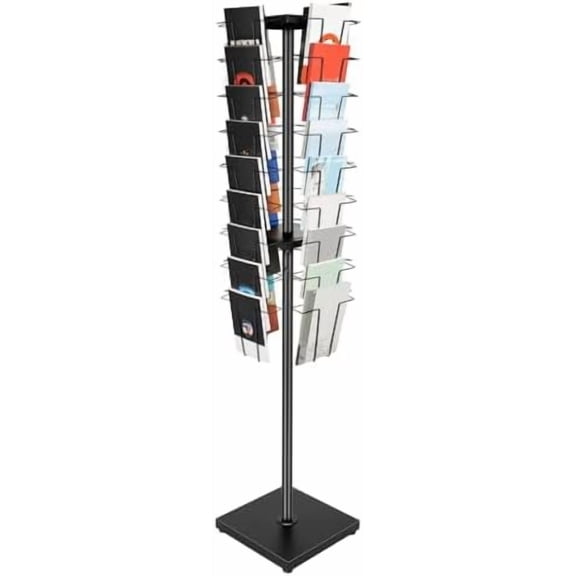36 Pockets-Rotating Magazine Rack, Detachable Magazine Rack, Brochure, Comic Book Display Stand, 5.28ft Floor Standing Literature Display Stand for Offices, Bookstores, Libraries