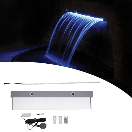 36" Pool Fountain Pool Waterfall Spillway 7 Color LED Light with Remote Control