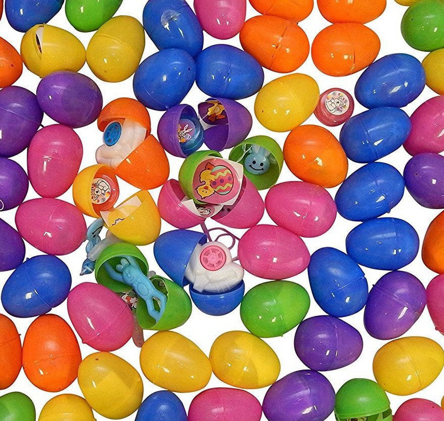 36 Prefilled Easter Eggs (2.5 inches tall Egg, Each Egg Sticker + Toy)