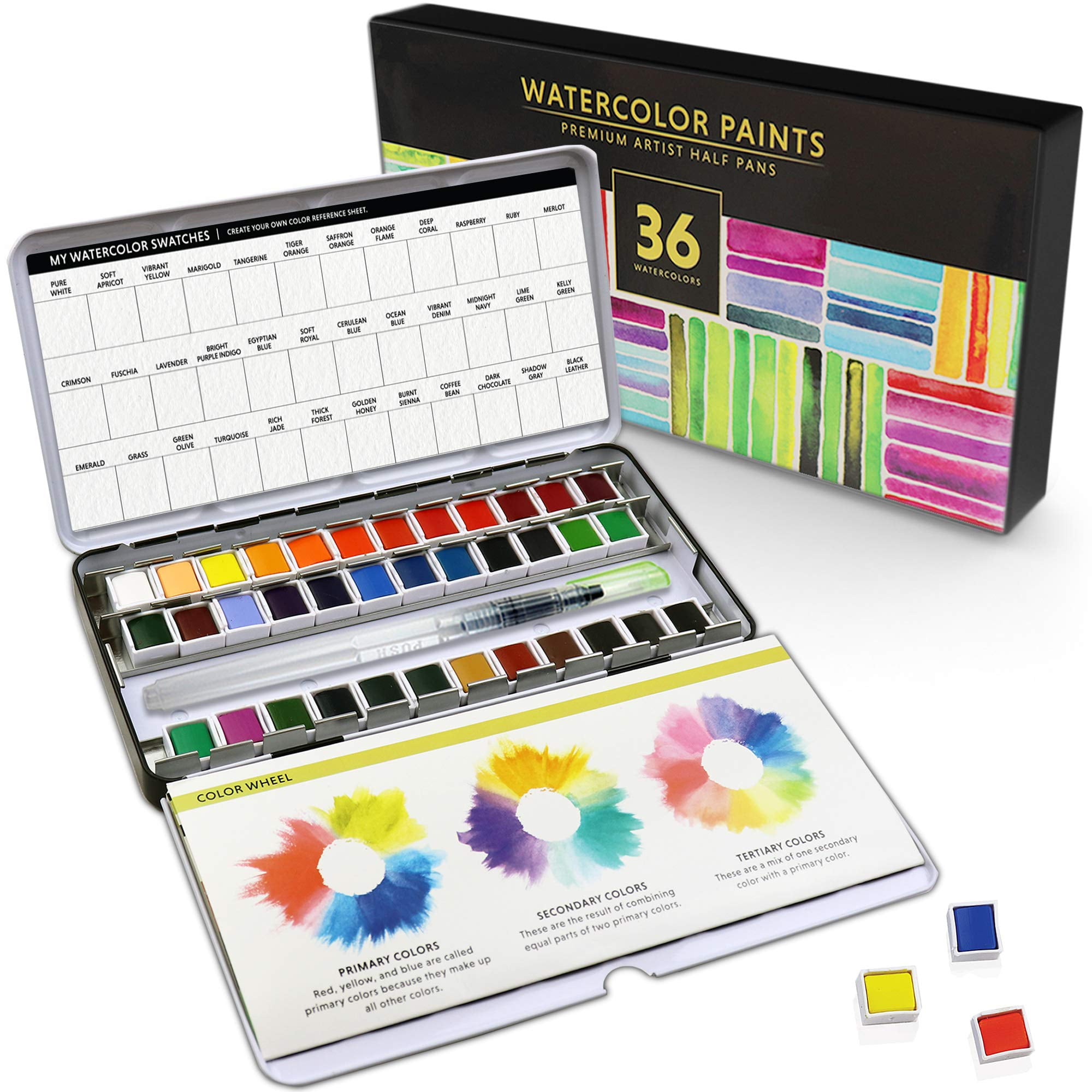 Colorful Handmade Watercolor paint palette - LIMITED edition 9 half pans in  vintage Typewriter Tin with water brush - Free Shipping in US