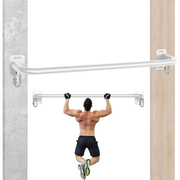 36" Pull Up Bar Wall/Joist Mounted, 600 LB Capacity, Multi- Bar for Garage & basement rafter Use - -in-One Workout Station with Carabiners & Space-Saving Design