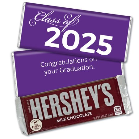 36ct Purple Graduation Candy Party Favors Class of 2025 Hershey's Chocolate Bars by Just Candy
