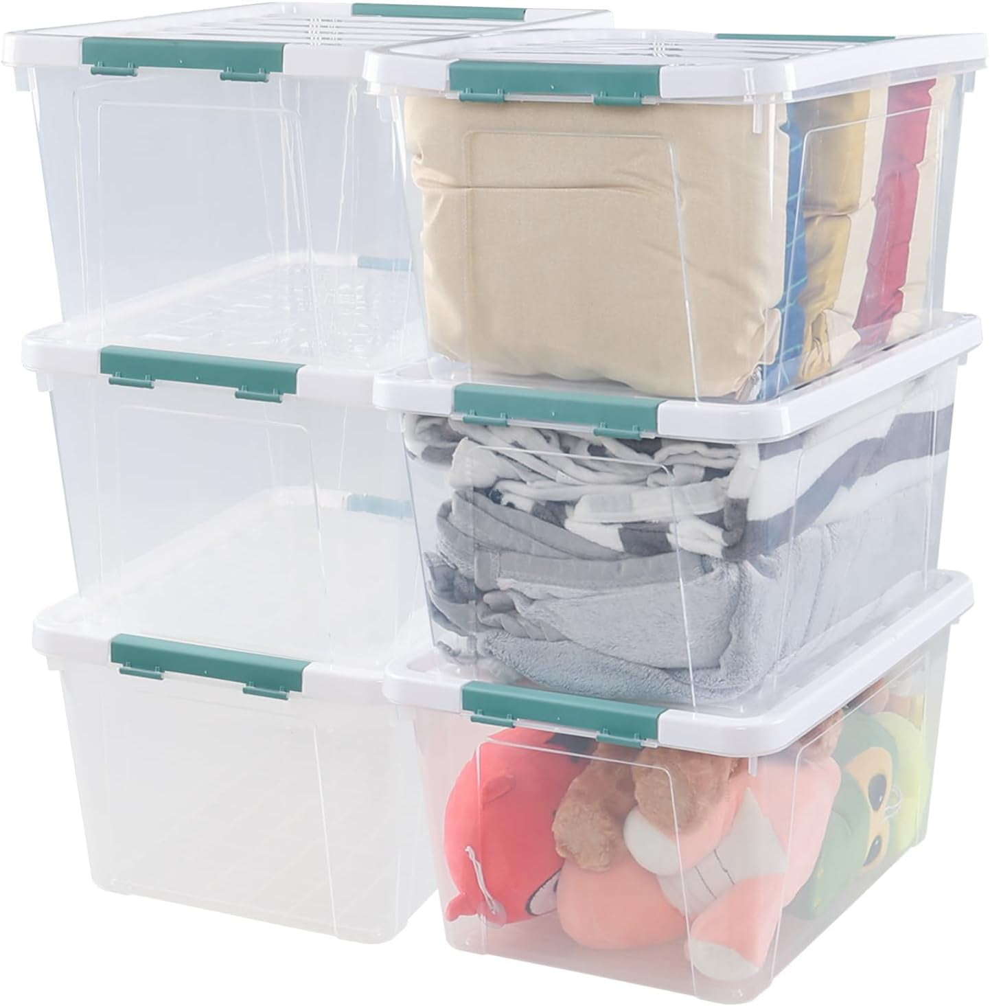 36 Quart Large Latching Storage Bin, Stackable Plastic Storage Latches