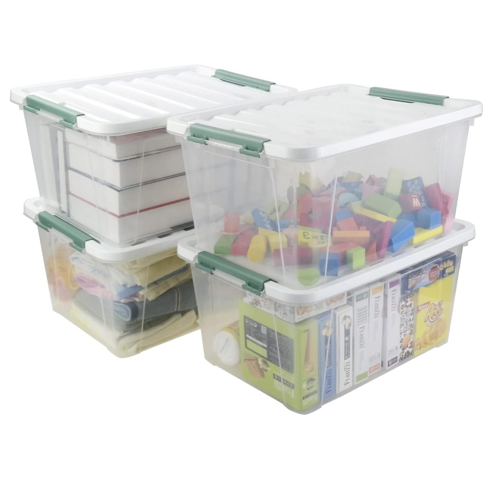 36 Quart Large Plastic Storage Box, Clear Plastic Storage Totes, 4