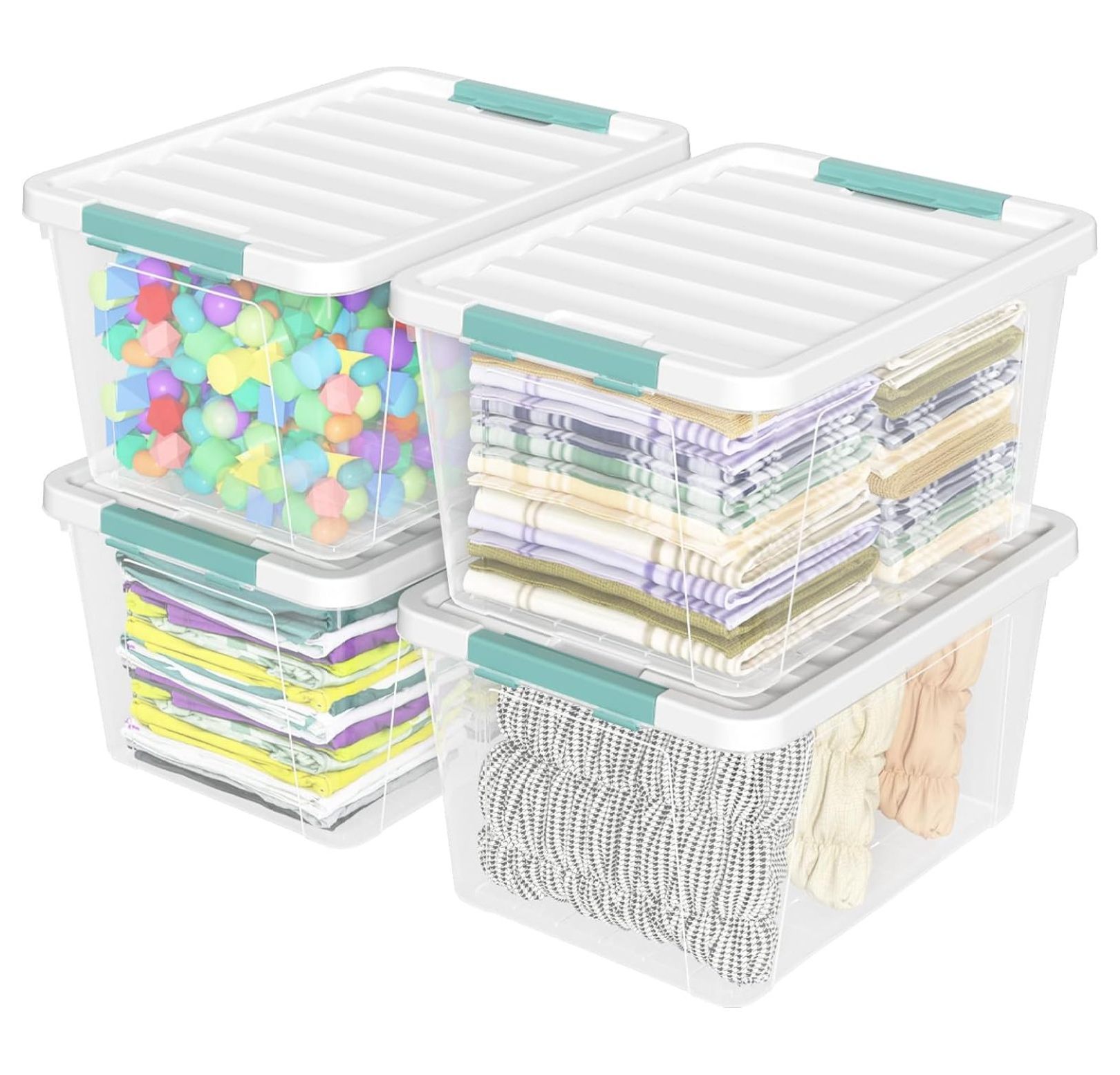 36 Quart Large Plastic Storage Boxes with Lids, Clear Plastic Storage