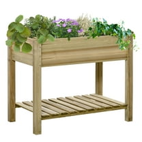 36" Raised Garden Bed with Storage Shelf - Elevated Wood Planter Box for Vegetables, Herbs & Flowers (35.75"L x 20"W x 30"H)