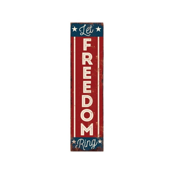 HomeRoots 633505 36 in. Red White & Blue Americana Solid Wood Welcome Reversible Porch Sign