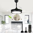 thumbnail image 1 of Cusp Barn 36" Modern Black Retractable Ceiling Fan with Lights and Remote, 6 Speeds Fandelier Ceiling Fan for Bedroom, 1 of 12