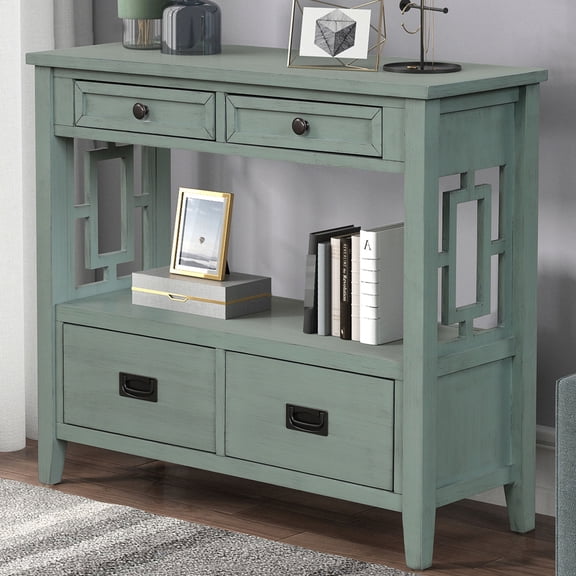 36'' Retro Console Table with High - Capacity Drawers / Store Necessities in Entry