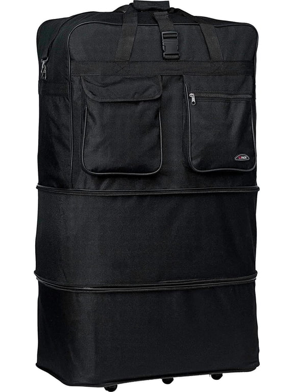 36" Rolling Wheeled Duffle Bag Spinner Suitcase Luggage Expandable (36 Inch, Black)