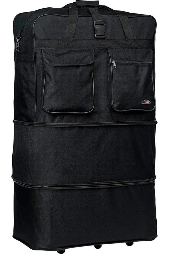 36" Rolling Wheeled Duffle Bag Spinner Suitcase Luggage Expandable (36 Inch, Black)