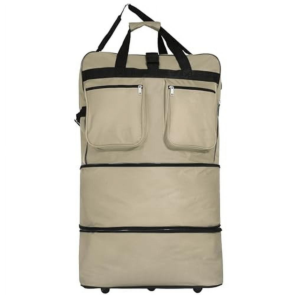 36"" Rolling Wheeled Expandable Duffel Bag Spinner Suitcase Luggage, Khaki