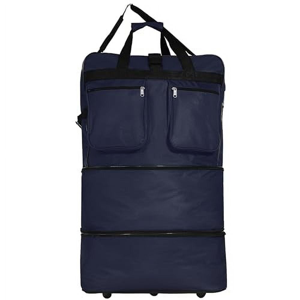 36"" Rolling Wheeled Expandable Duffel Bag Spinner Suitcase Luggage, Navy Blue
