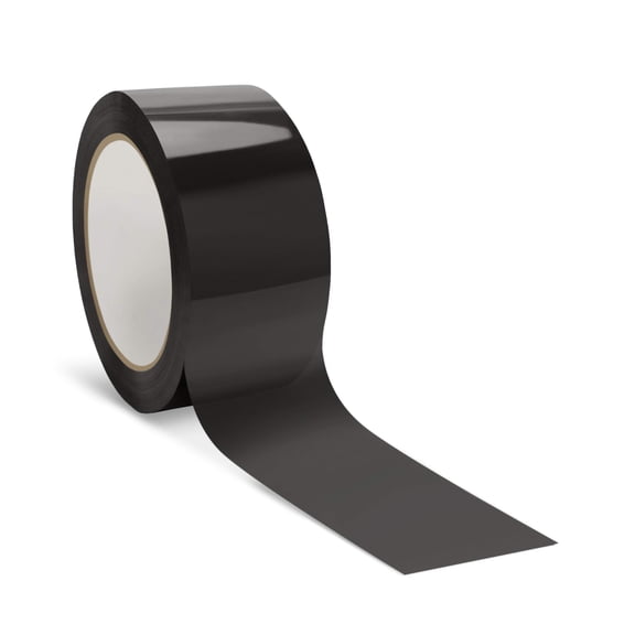 Black Carton Sealing Tape, 2 Mil Polypropylene Pressure Sensitive, 36 Rolls, 2 in x 55 yds