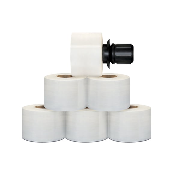 36 Rolls Clear Stretch Wrap Extended Core 3 Inch x 700 Feet x 120 Gauge + 2 Black Spinner Handle