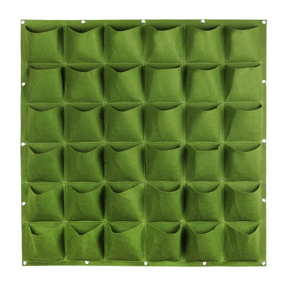 36 Roomy Pockets Green Vertical Garden Planter, Wall-Hanging Flower Pot Bags, Felt Wall Mount Balcony Planter Pouch for Herbs, Flowers and Vegetables