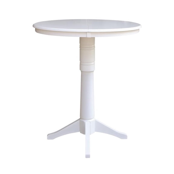 36" Round Bar Height Table with 12" Leaf - White