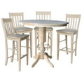 thumbnail image 1 of 36" Round Bar Height Table with 12" Leaf and 4 Café Stools - Unfinished - 5 Piece Set, 1 of 8