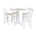 thumbnail image 1 of International Concepts 36" Round Bar Height Dining Table with 12" Leaf and 4 Stools, 1 of 6