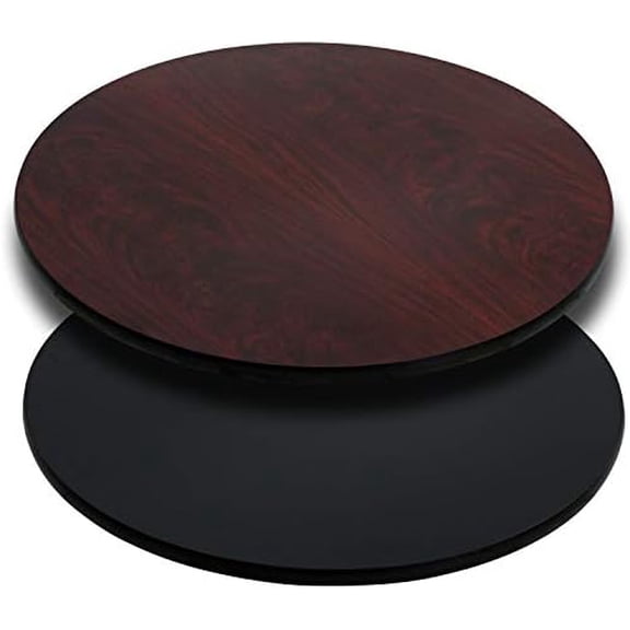 36" Round Black/Mahogany Reversible Laminate Table Top$$Furniture