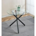 thumbnail image 1 of 36" Round Dining Table for 2-4, Modern Glass Kitchen Dining Room Table with Black Cross-Shape Metal Legs, Small Circle Dinner Coffee Tables for Kitchen, Dining Room, Living Room, 1 of 7