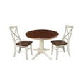 thumbnail image 1 of 36" Round Dining Table and 2 X-back Chairs - Almond/Espresso - 3 Piece Set, 1 of 3