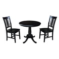 thumbnail image 1 of 36" Round Dining Table with 12" Leaf and 2 San Remo Chairs - Black - 3 Piece set, 1 of 3