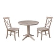 thumbnail image 1 of 36" Round Dining Table with 12" Leaf and 2 X-back Chairs - Washed Gray Taupe - 3 Piece Set, 1 of 7