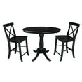 thumbnail image 1 of 36" Round Counter Height Table with 12" Leaf and 2 X-back Stools - Black - 3 Piece set, 1 of 2