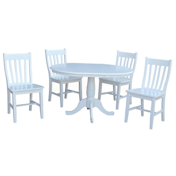 36" Round Extension Dining Table With 4 Cafe Chairs - 5 Piece Set - White