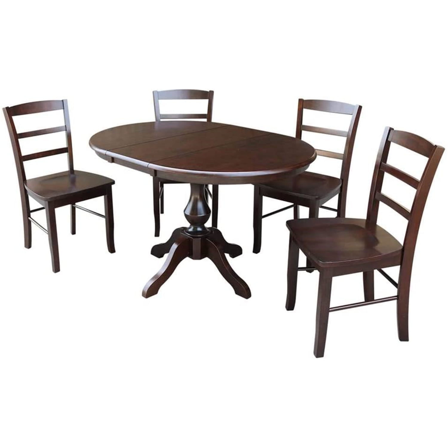 36" Round Extension Dining Table with 4 Madrid Chairs - Set of 5 Pieces ...