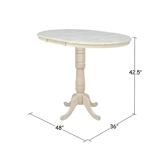 36" Round Extension Table, Bar Height with 12" Leaf