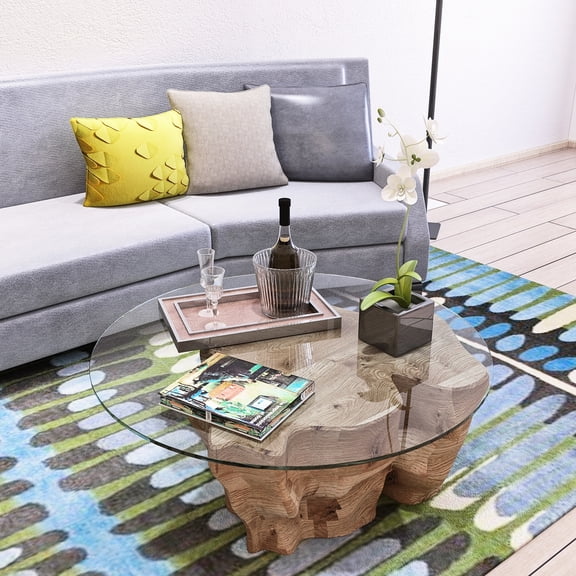 36" Round Flat Polished Edge Tempered Glass Table Top | Used in Hotel, Dining and Patio Settings | Corrosion and Impact-Resistant Glass | Smooth for Regular Cleaning