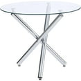 thumbnail image 1 of 36" Round Glass Dining Room Table with Glass Top and Chrome Legs for Kitchen and Dining, Modern Compact Round Dinner Table for Apartment Small Spaces (Silver), 1 of 10