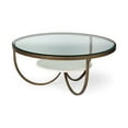 thumbnail image 1 of 36" Round Glass Top Marble Shelf Gold Base Coffee Table, 1 of 3