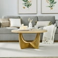 thumbnail image 1 of 36" Round Oak Coffee Table - Mid Century Modern for Home Spaces, 1 of 8