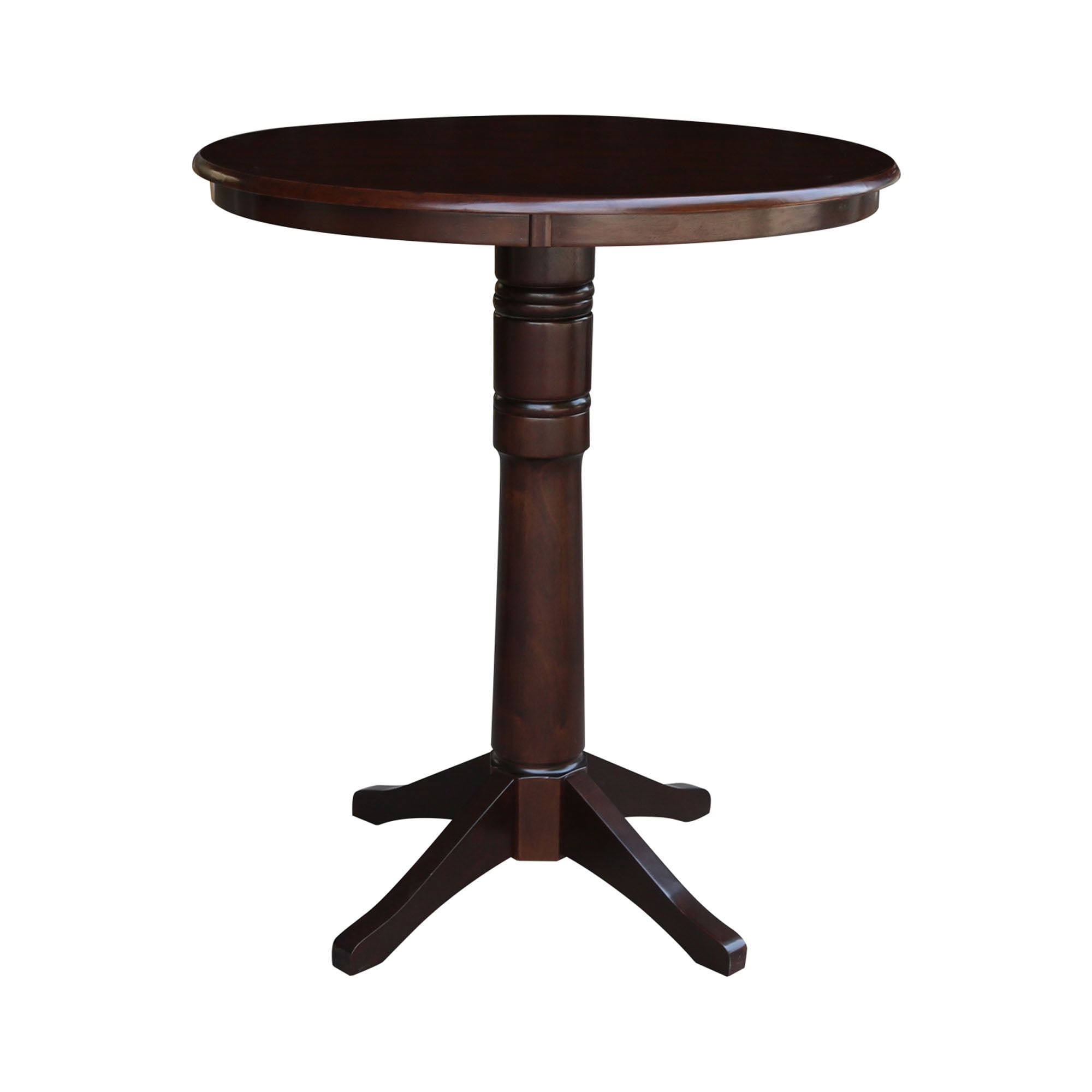 36" Round Mocha Solid Wood Bar Height Table