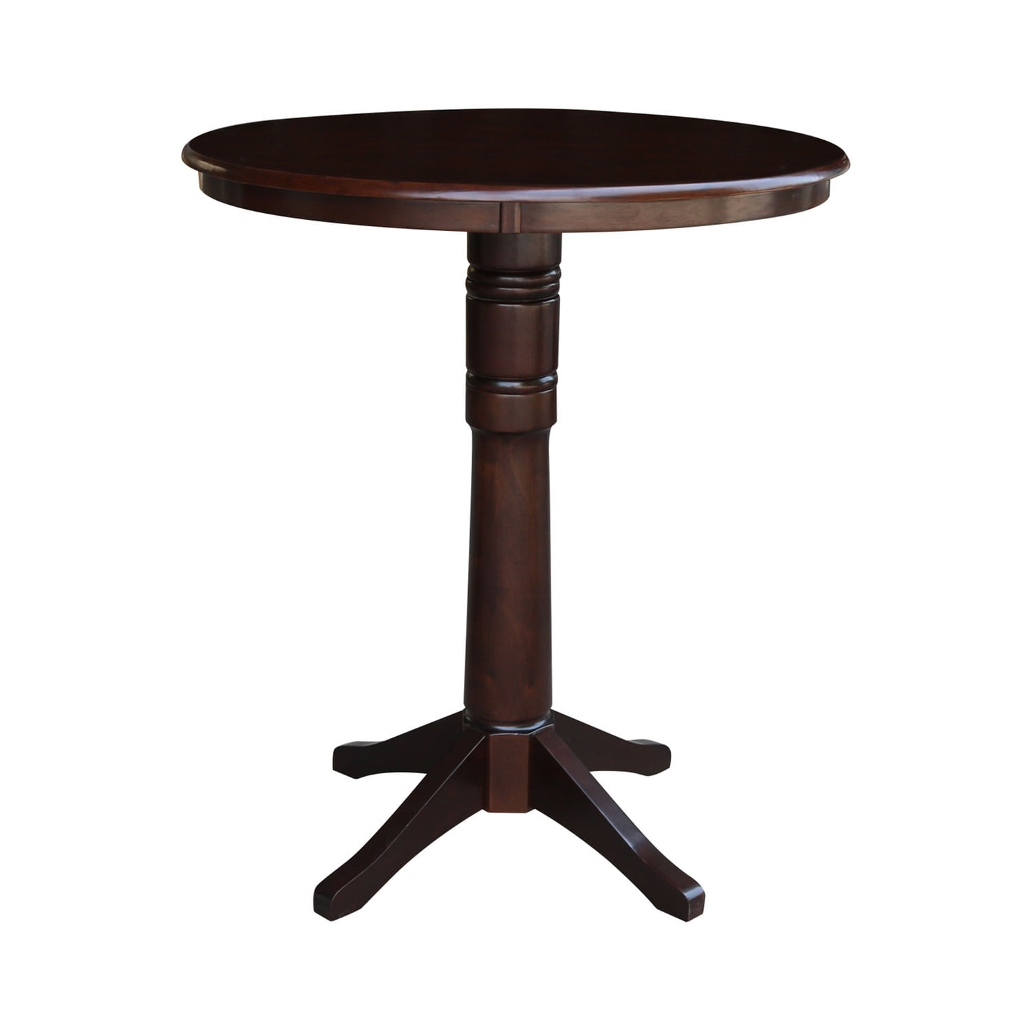 36" Round Mocha Solid Wood Bar Height Table
