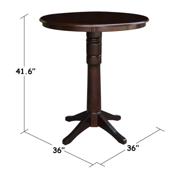 36" Round Pedestal Bar Height Table - Mocha